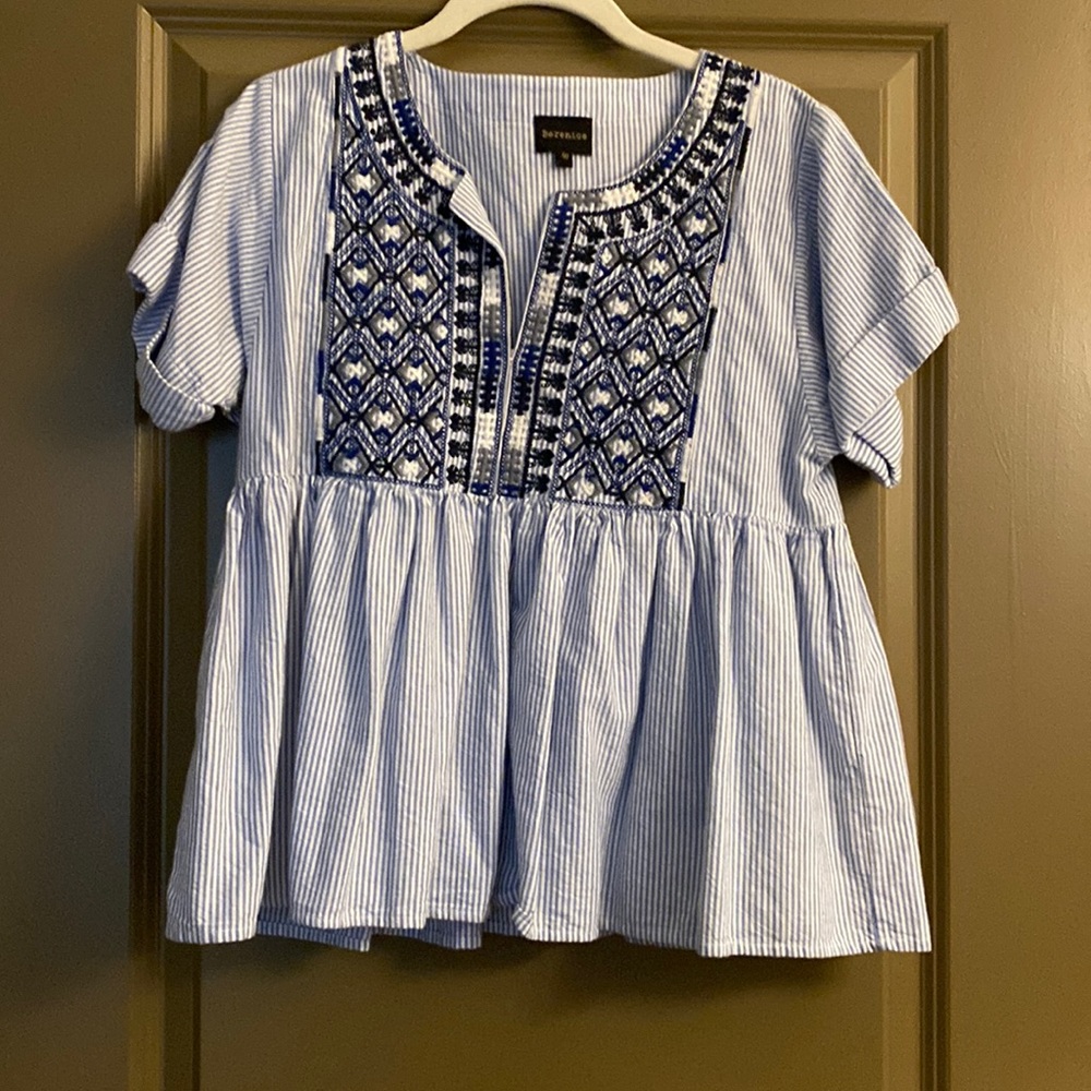 BERENICE Blue Stripe Top